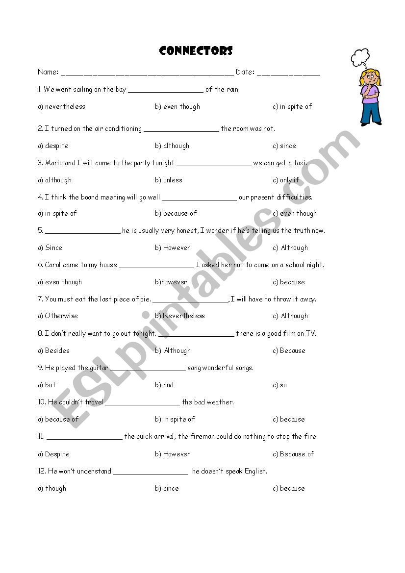 Connectors worksheet
