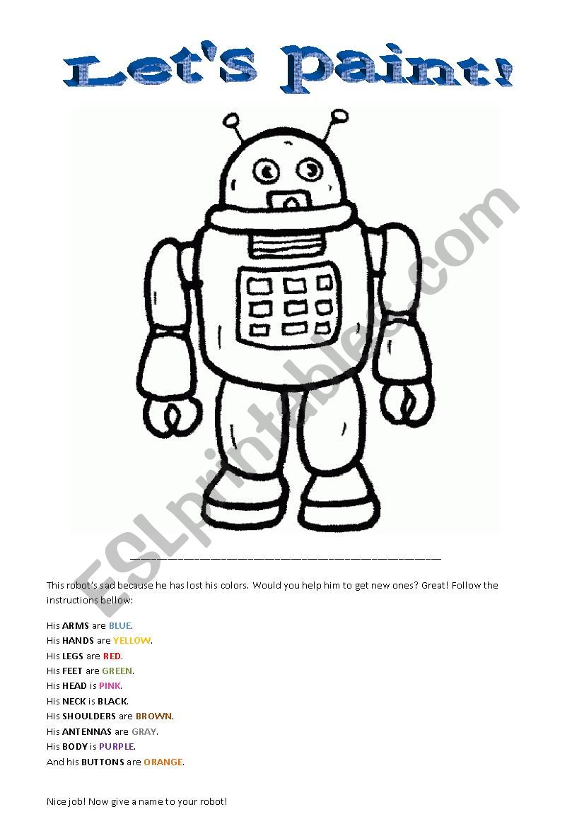 Lets paint - Body and Colors worksheet