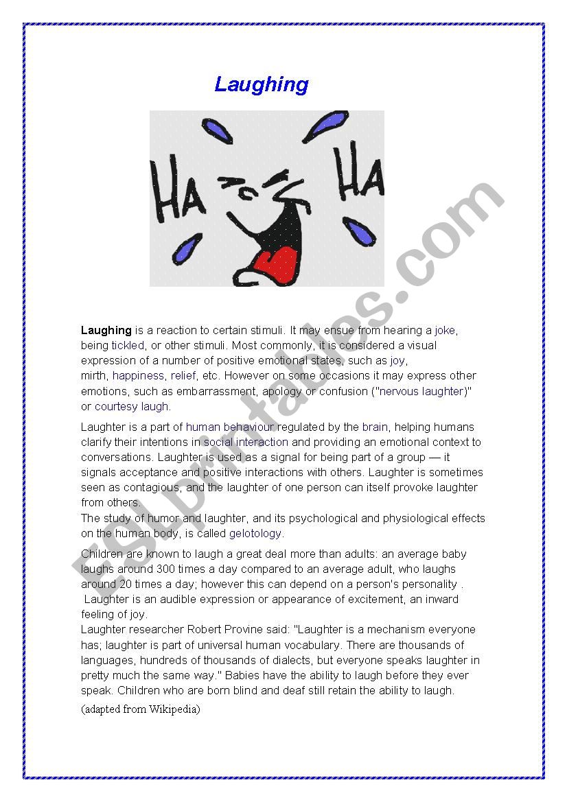 Laughing worksheet Laughing worksheet