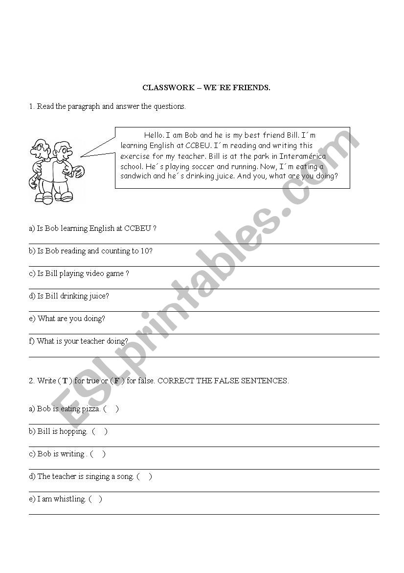 Present continuous worksheet