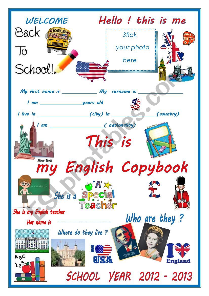 copybook cover worksheet