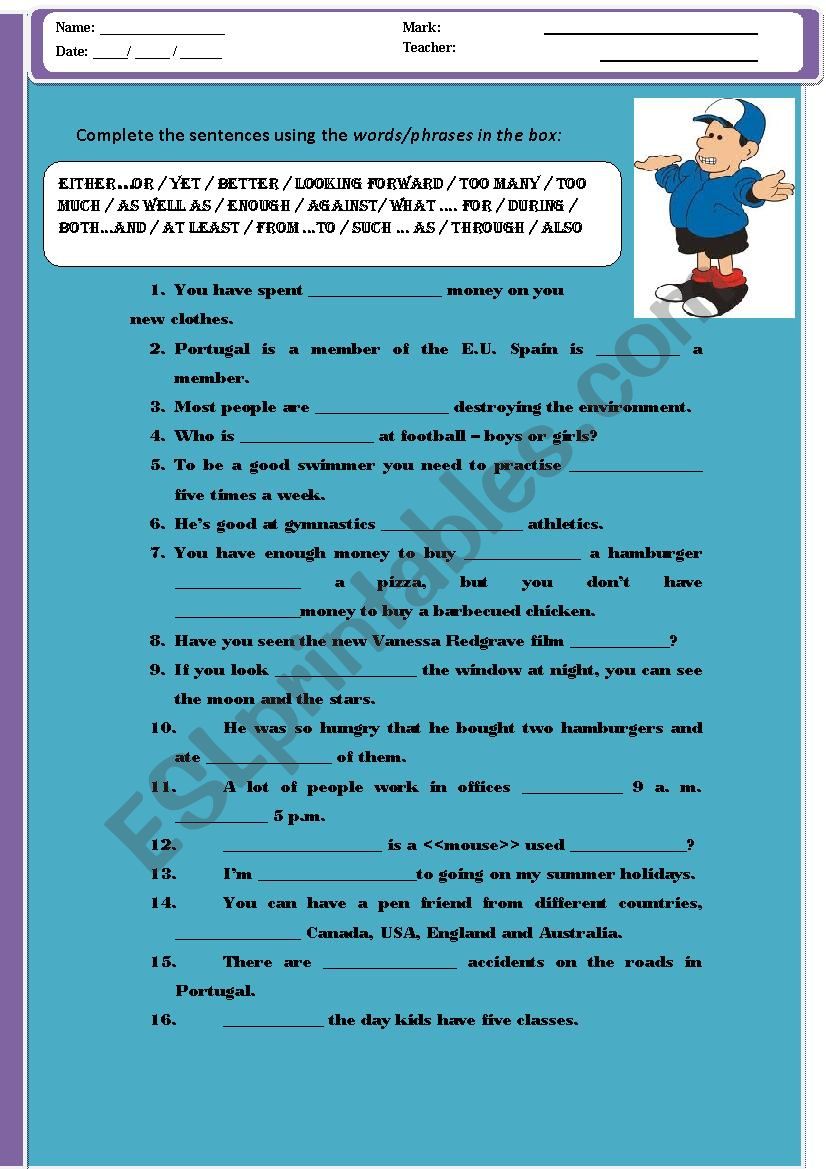 WORDS AND PHRASES - DRILLING GRAMMAR