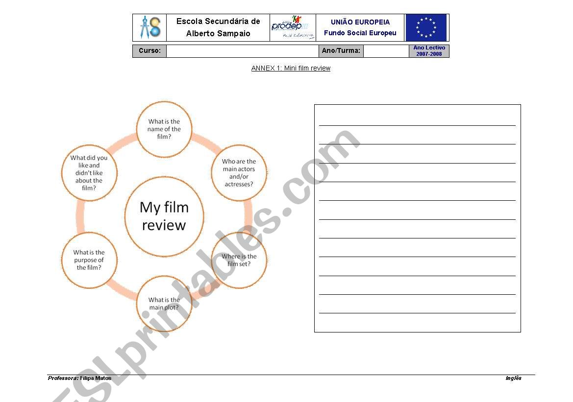 Mini Film Review worksheet