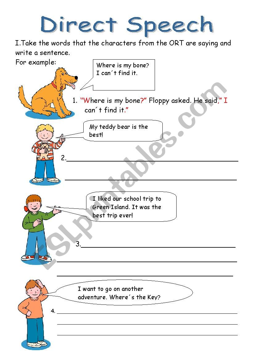 Direct Speech ESL Worksheet By Yizelt