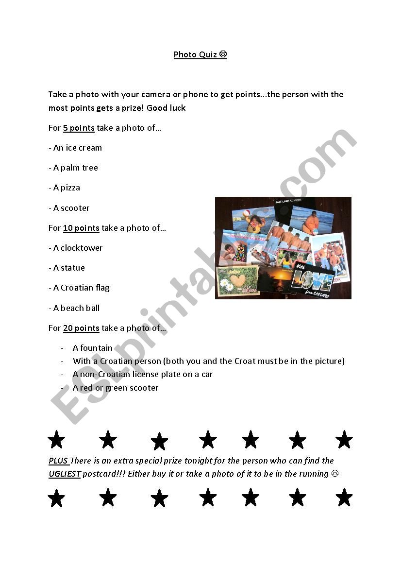 Photo Quiz worksheet
