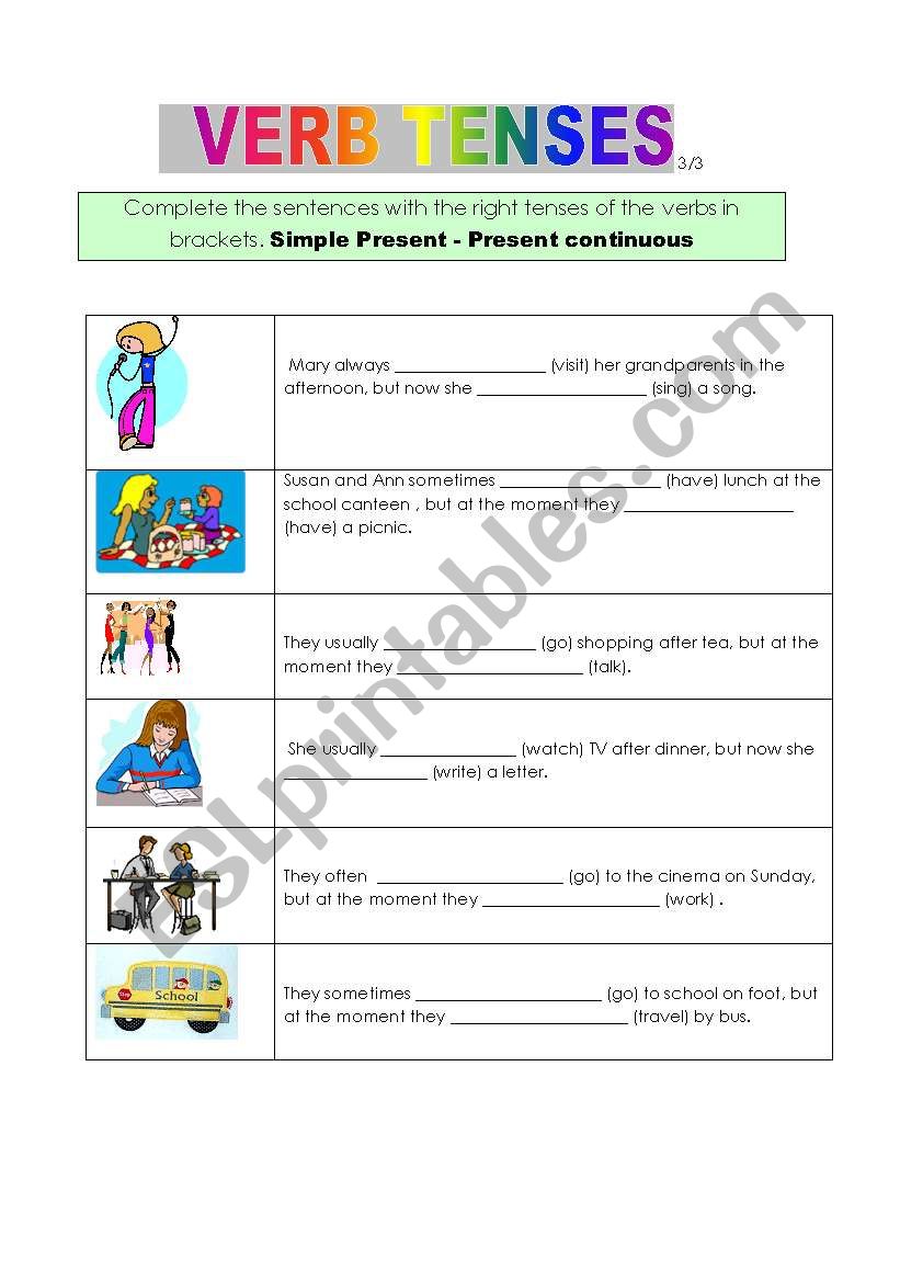 VERB TENSES 3/3 worksheet