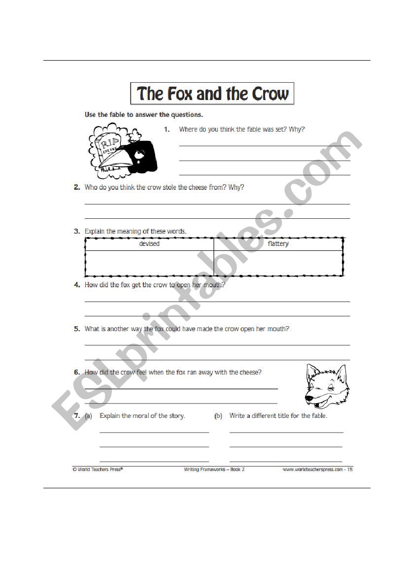 The Fox and The Crow worksheet