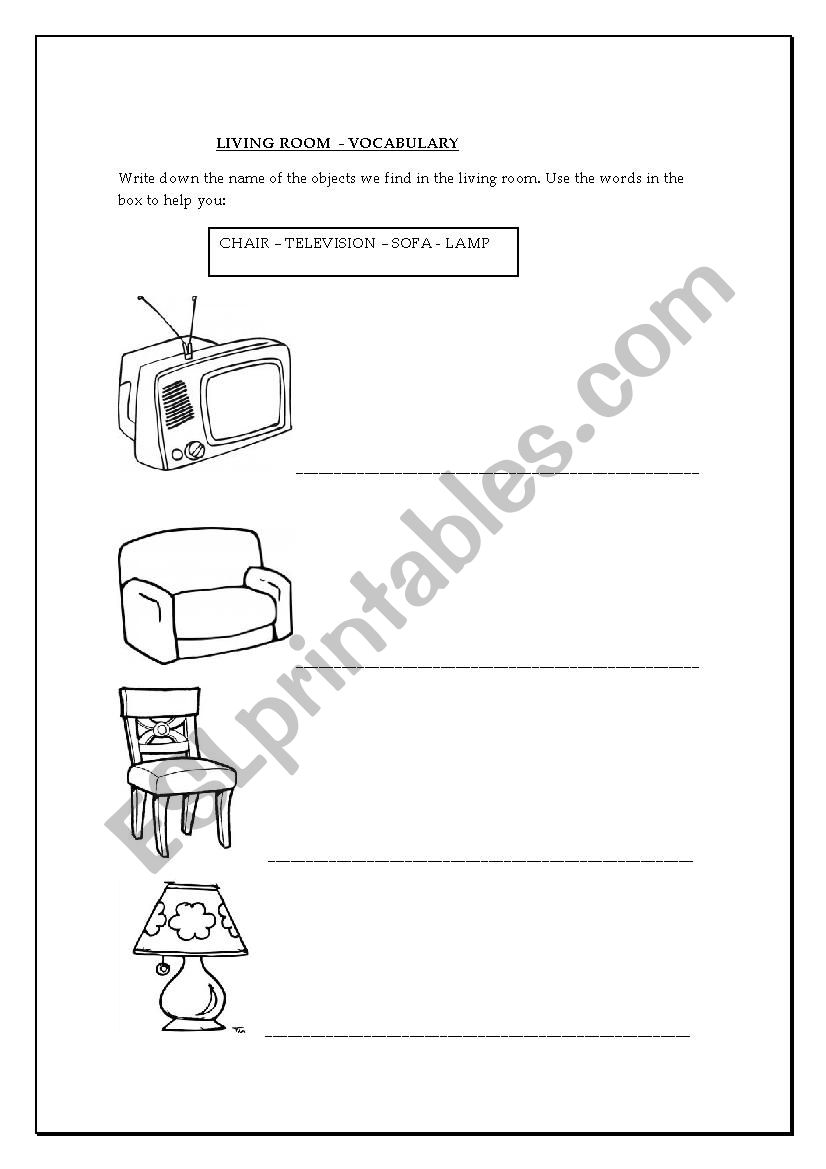 Living room activity worksheet