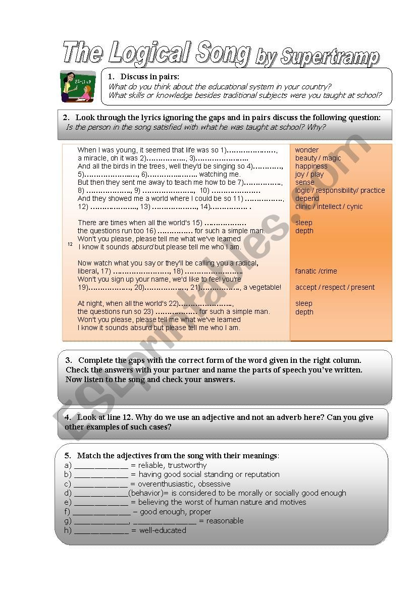 The Logical Song  worksheet