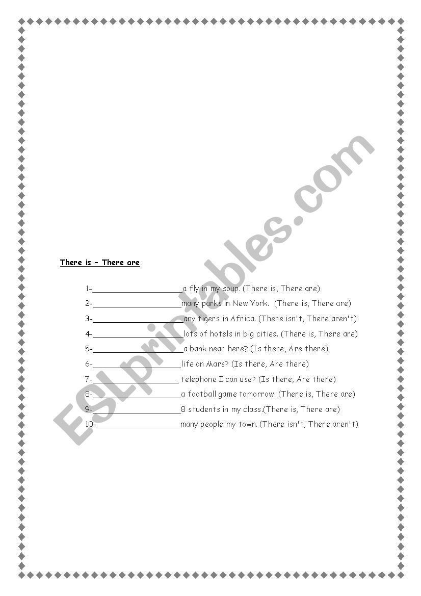 There is/ There are worksheet