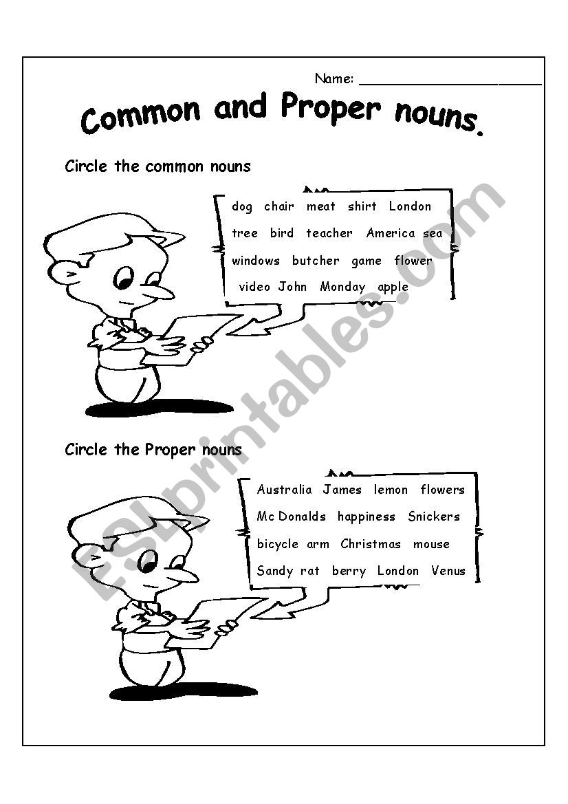 Common & Proper Nouns worksheet