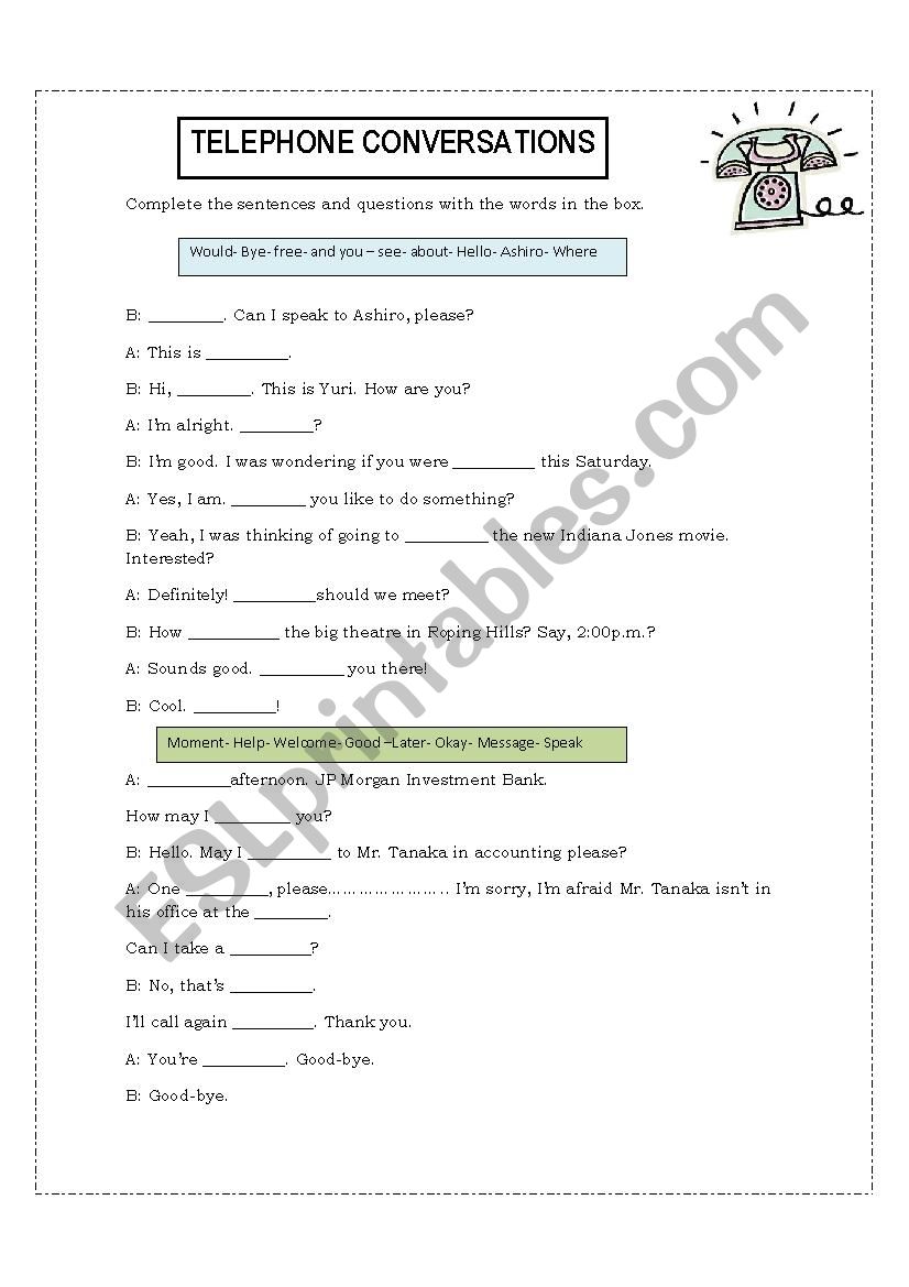 Telephone Conversations worksheet