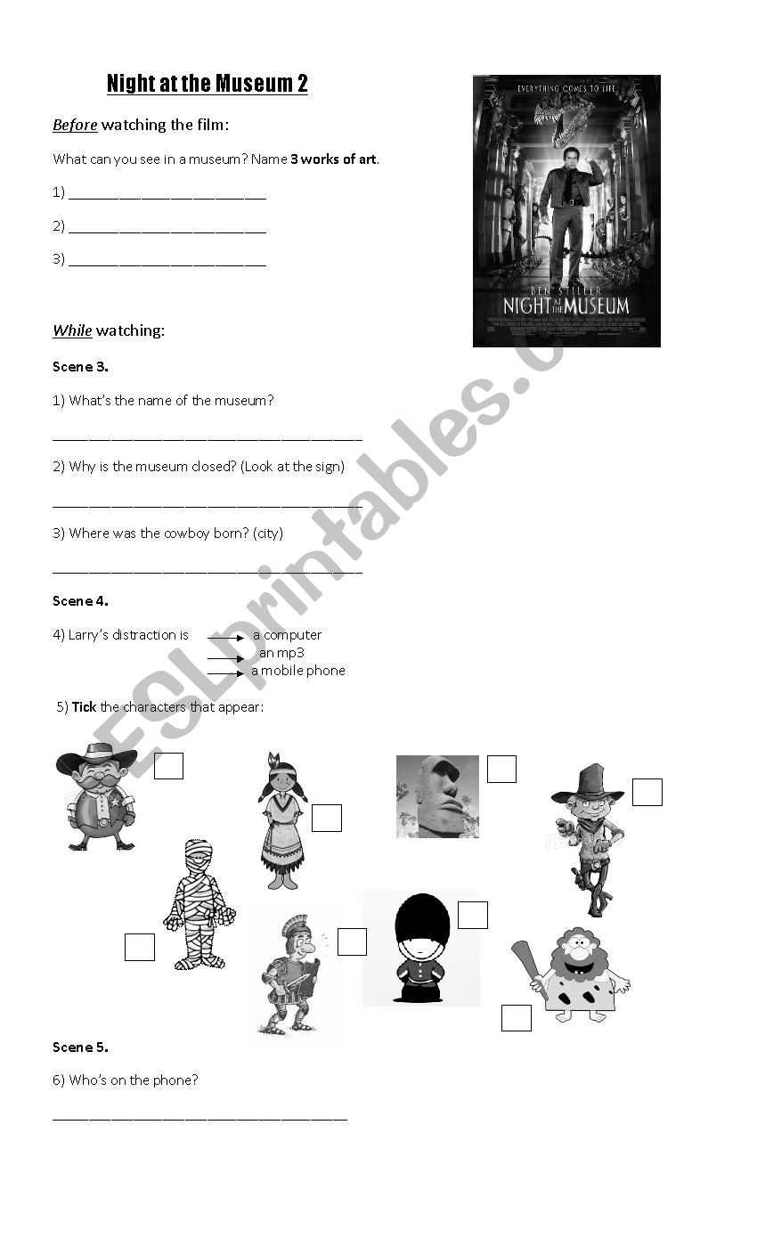 Night at the museum 2 worksheet