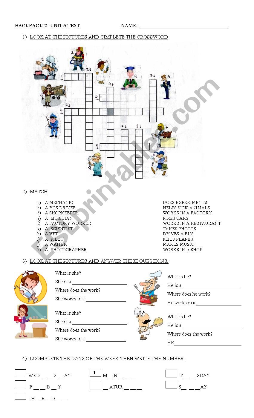 TEST FOR ELEMENTARY worksheet