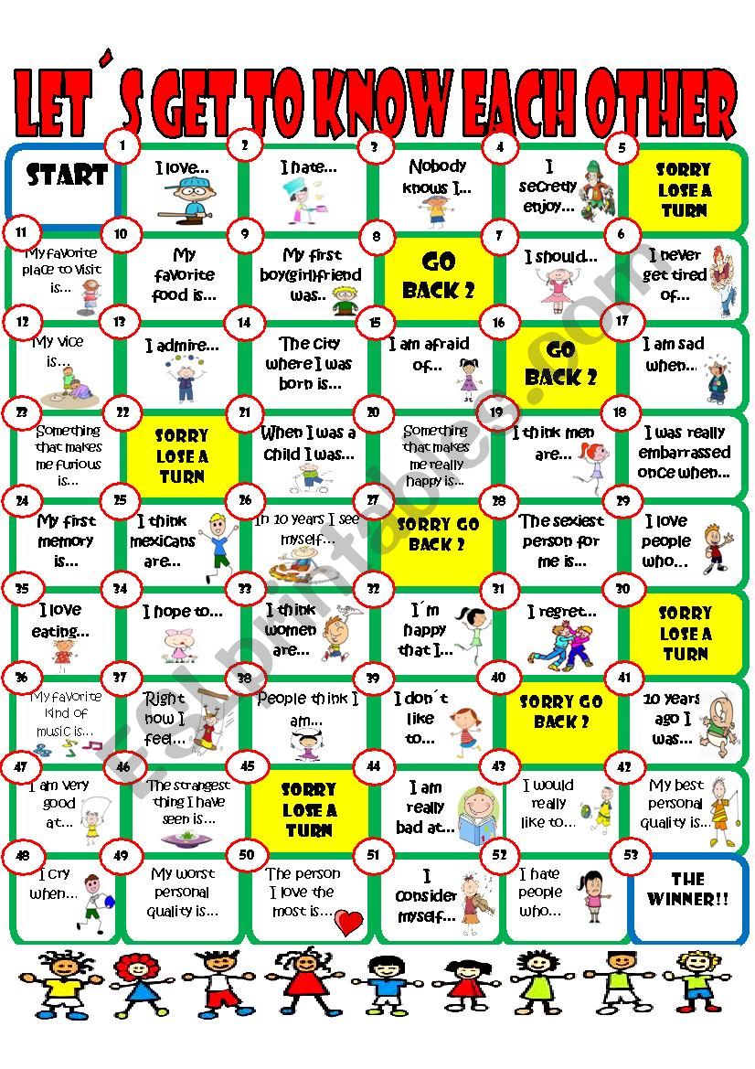 Conversation board game (first day of class ice breaker) - ESL ...