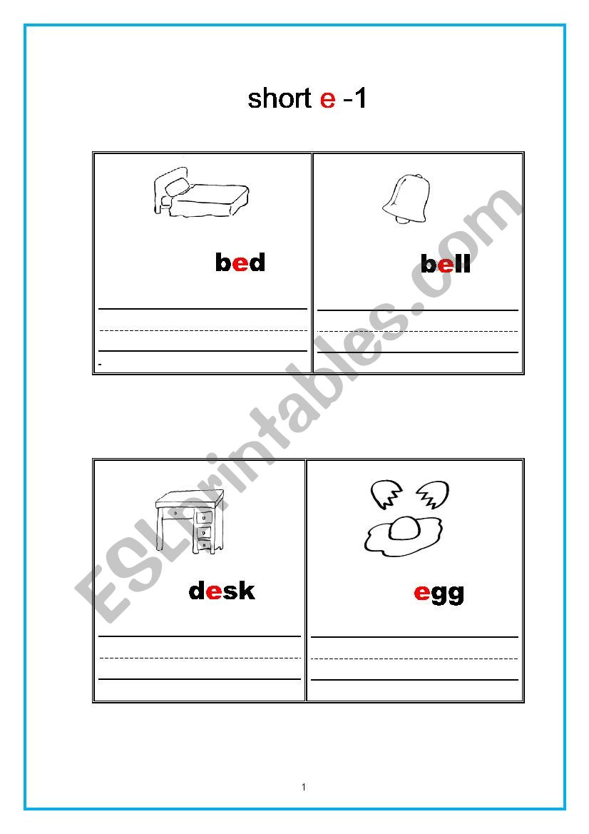 short e words -1 worksheet