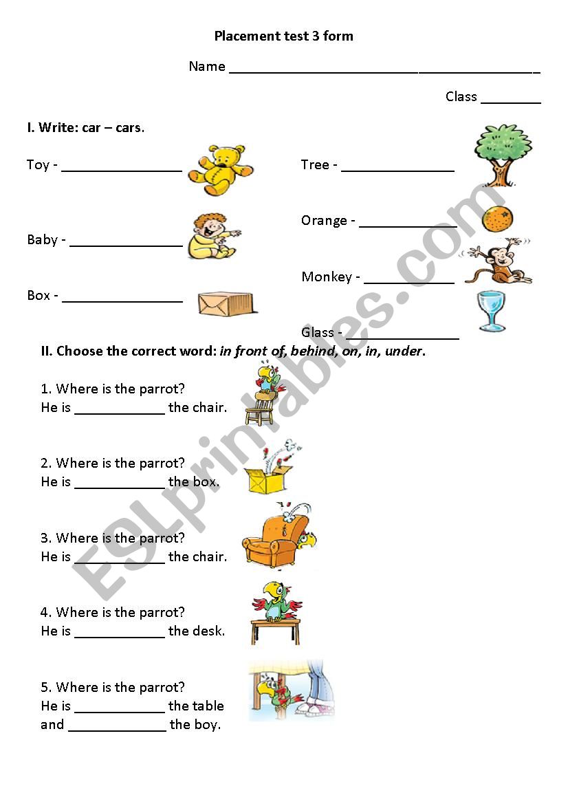 Test 3 form worksheet