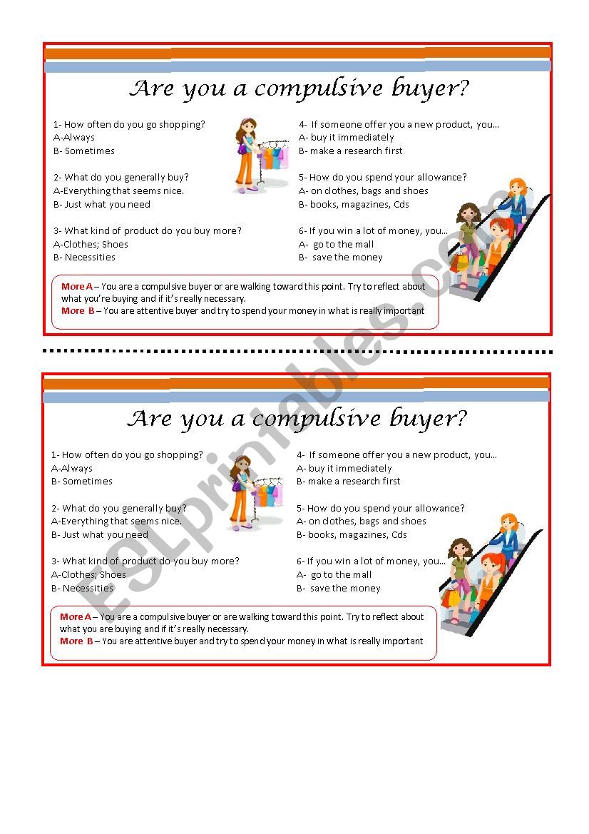 Are you a compulsive buyer?? worksheet