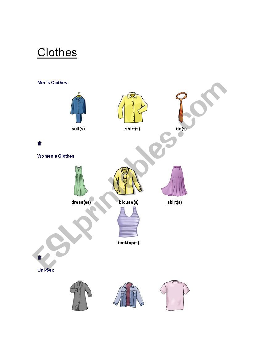 Clothes worksheet