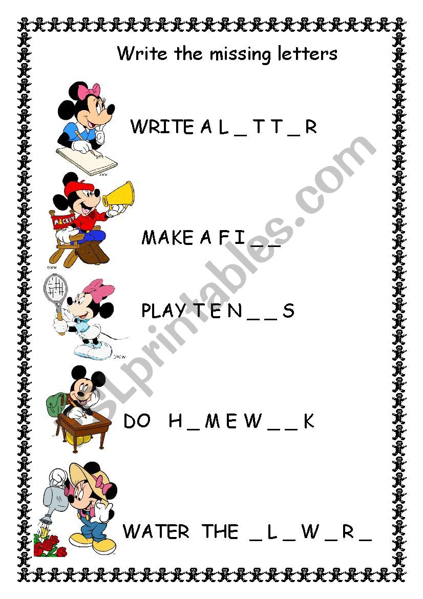 Actions with Mickey & Minnie worksheet