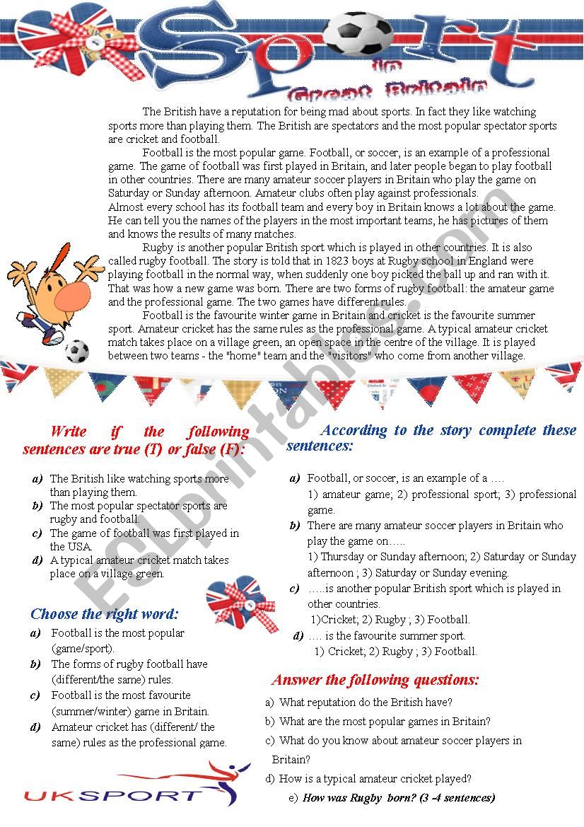  Sport in Britain worksheet