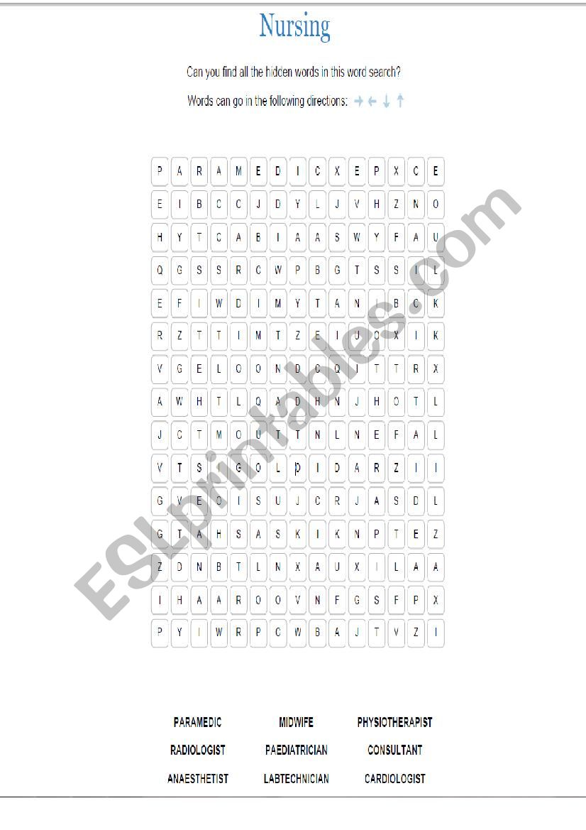 Crossword worksheet