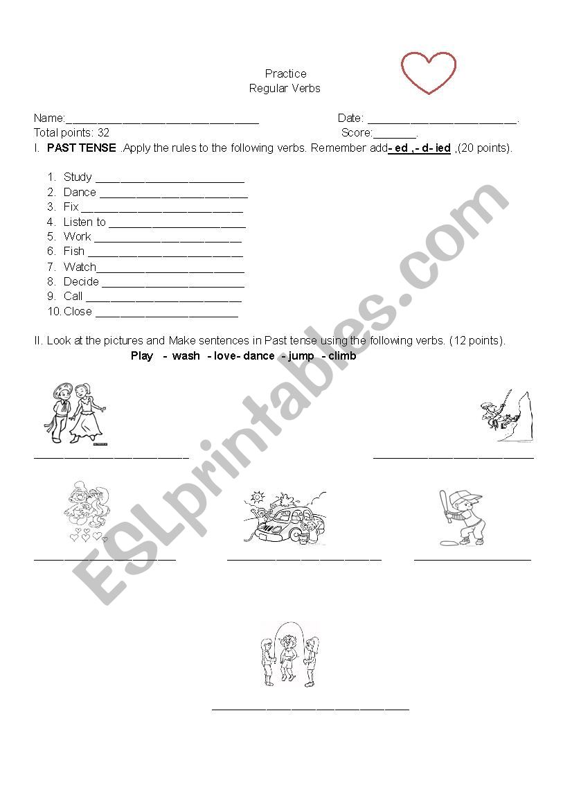 Regular verbs worksheet