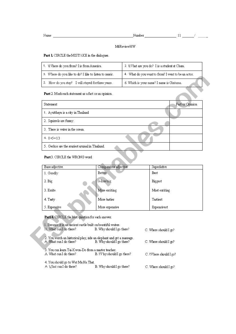 Midterm review worksheet