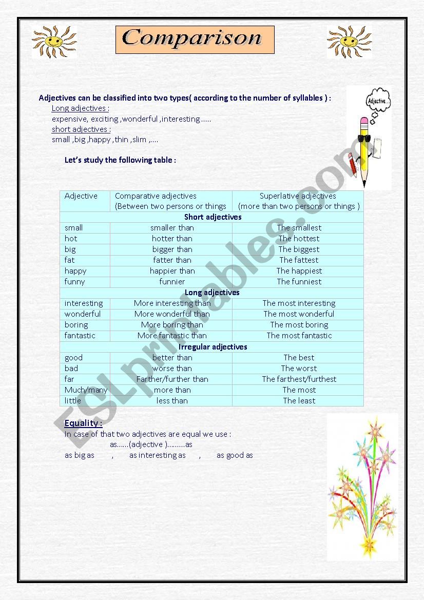 COMPARISON worksheet