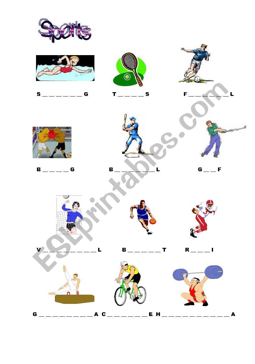 Sports worksheet