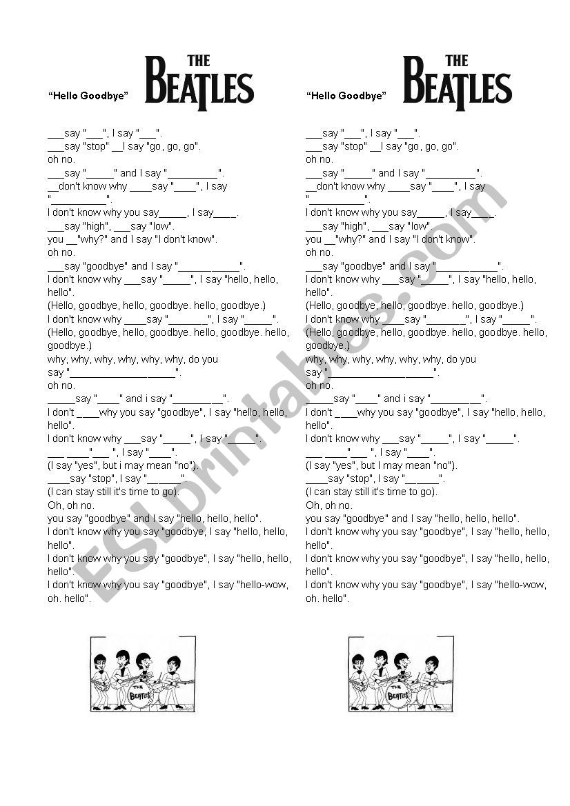 Hello Goodbye worksheet