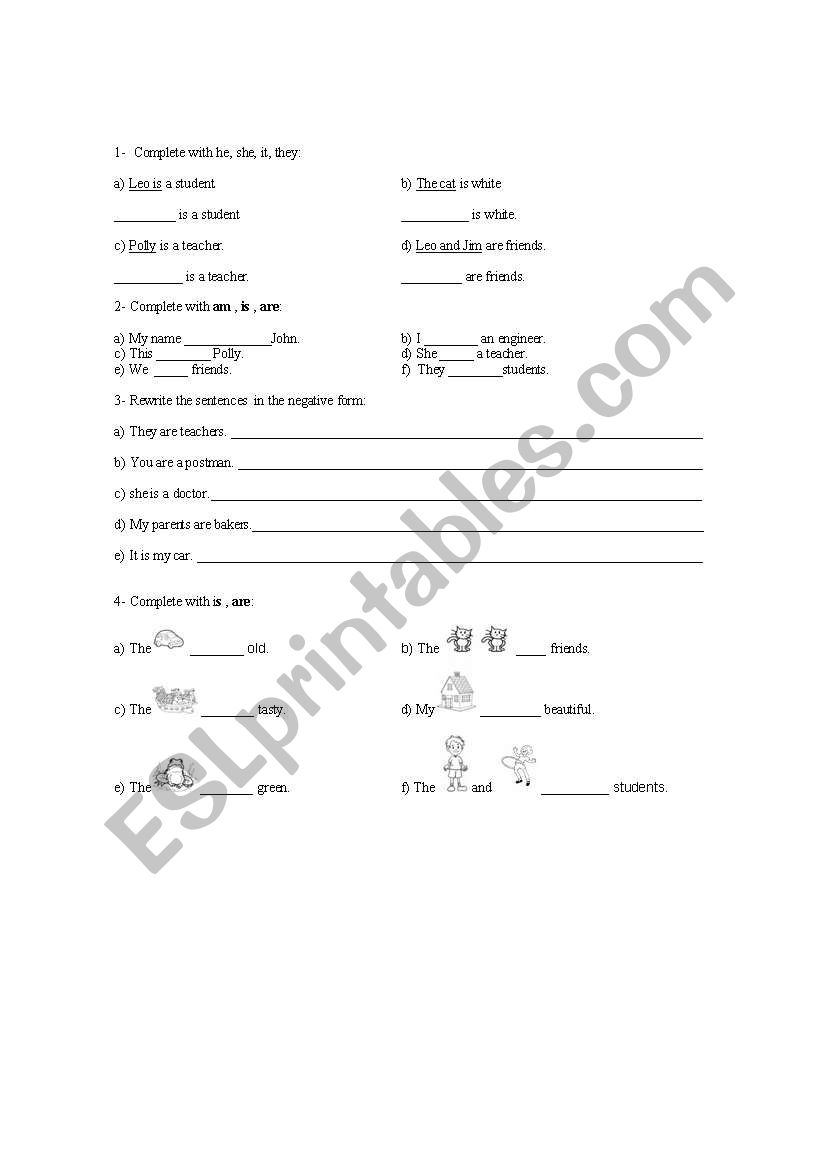 verb to be exercices  worksheet
