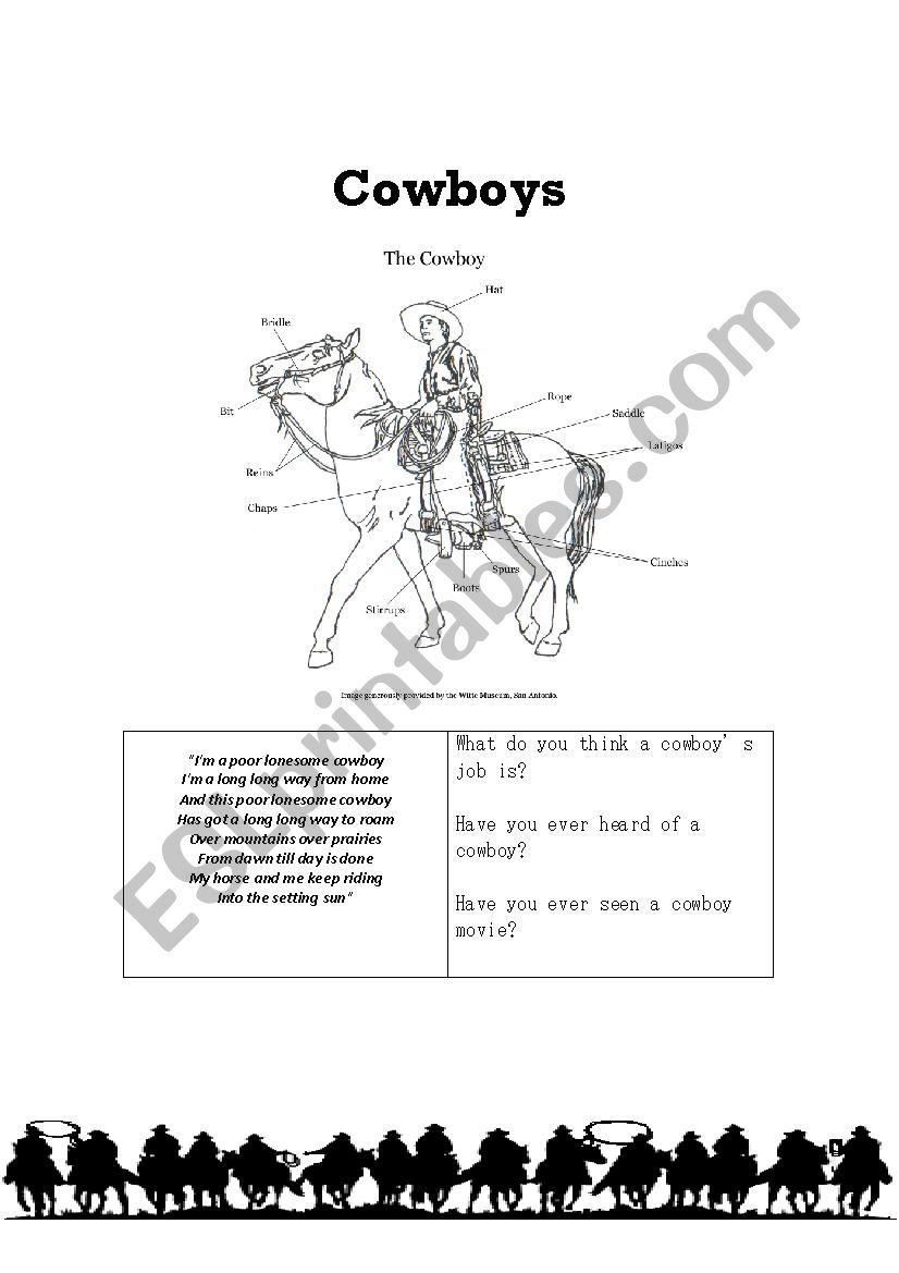 Cowboys worksheet