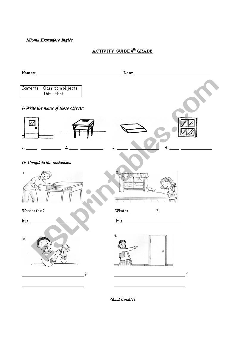 This - That guide worksheet