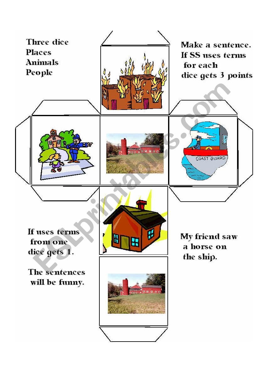 Build fun Sentences  Three dice