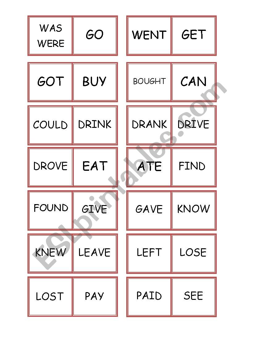 irregular verbs domino (past simple)