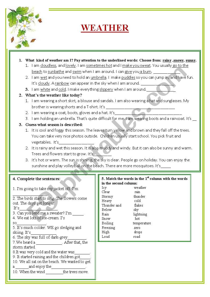 weather worksheet