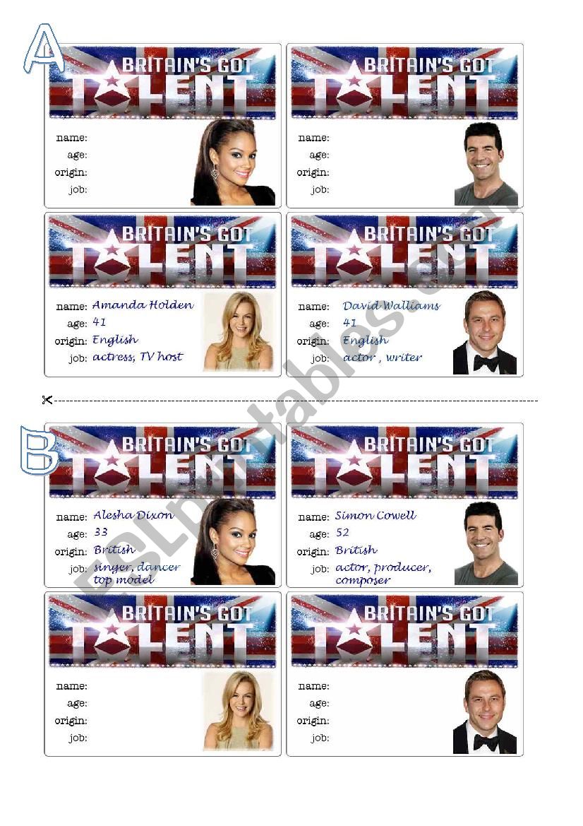 BritainÂ´s Got Talent. (2) worksheet
