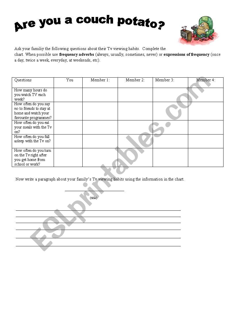 Couch Potatoe - Questions and Frequency adverbs