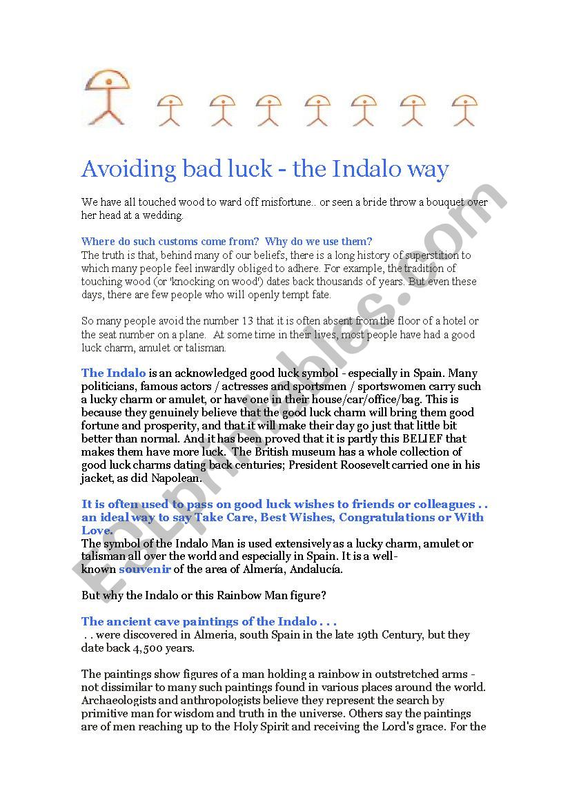 Avoiding bad luck - the Indalo way