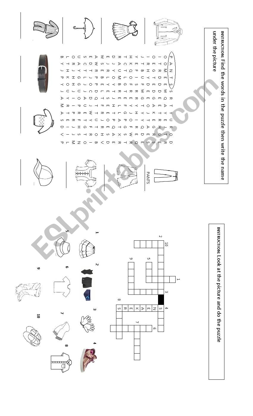 Clothes worksheet