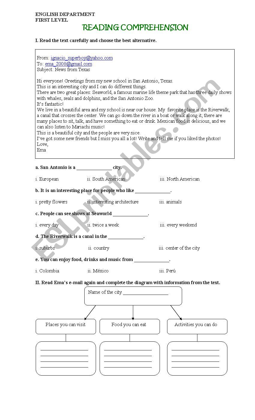 Reading Comprehension worksheet