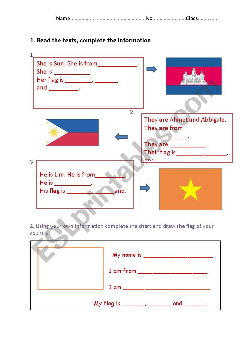 Where are they from? worksheet