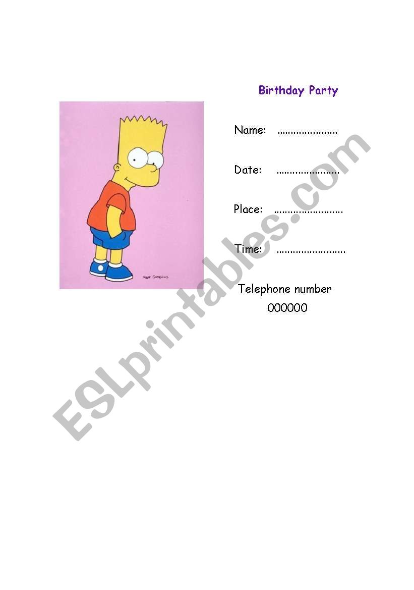  Invitation card  to Birthday parties