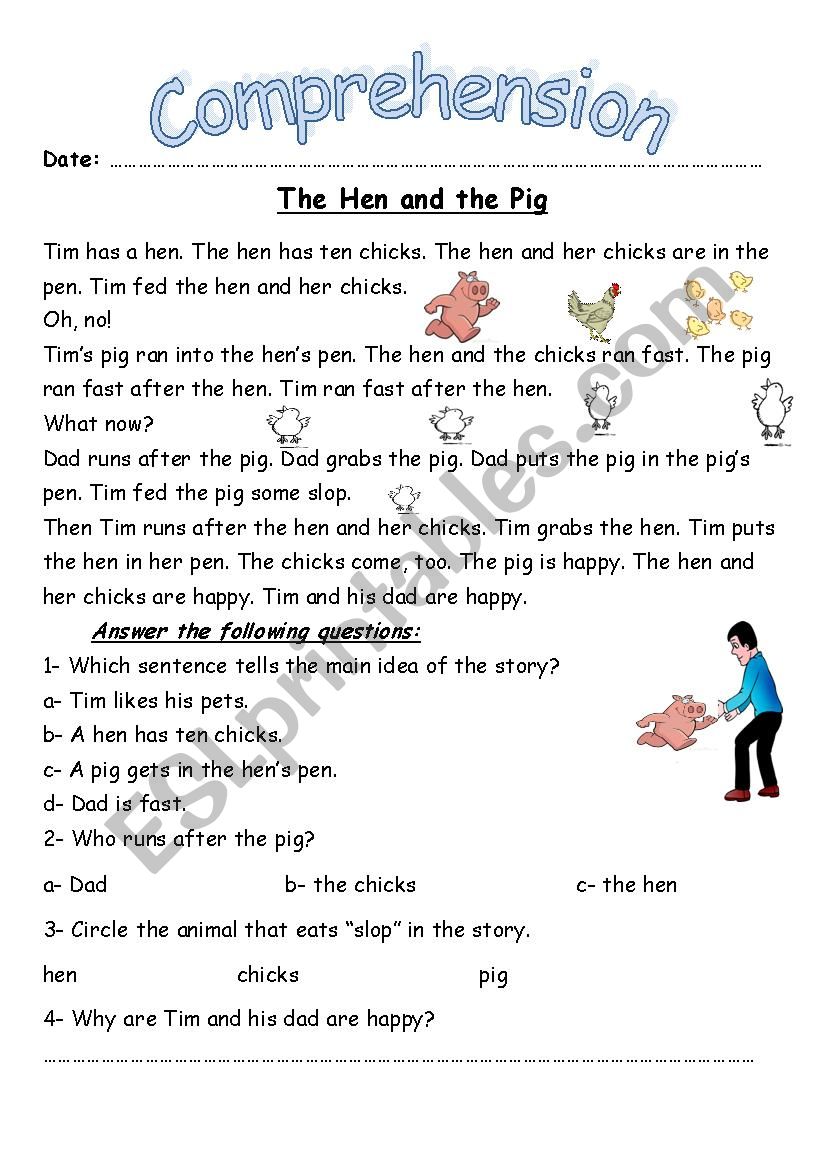 In the park worksheet