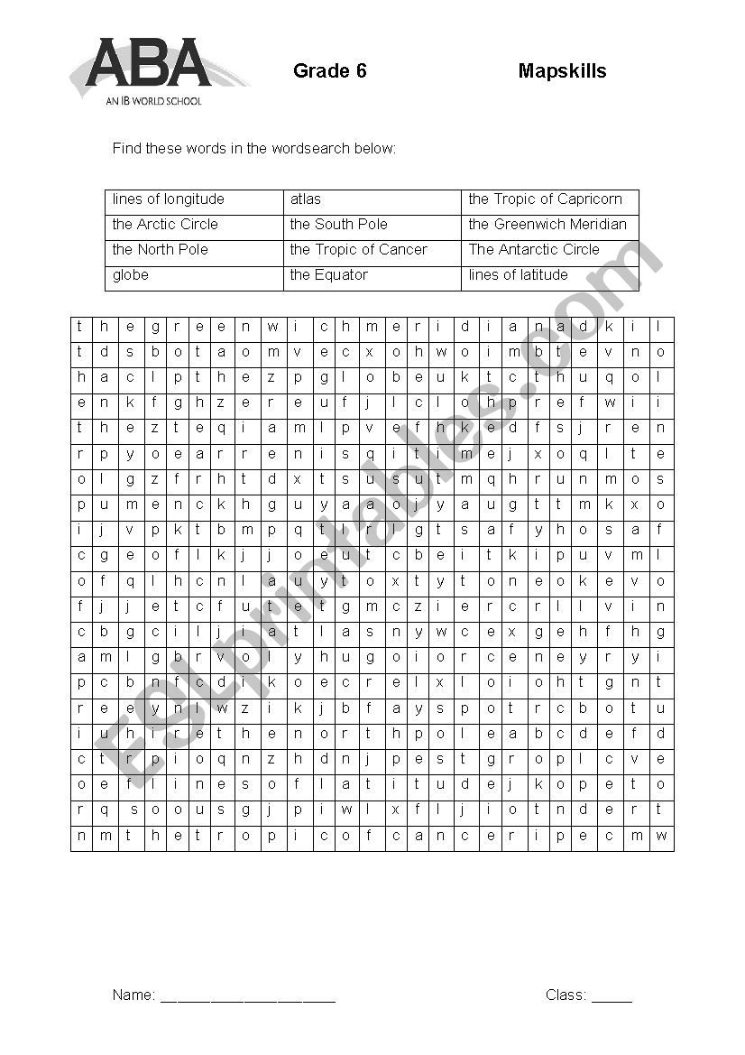 Latitude and Longitude worksheet