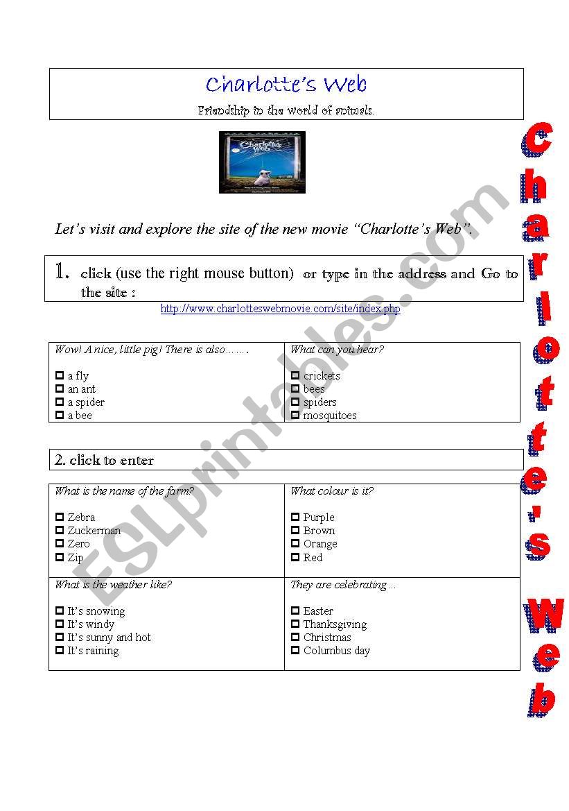 Charlottes Web in the Web worksheet