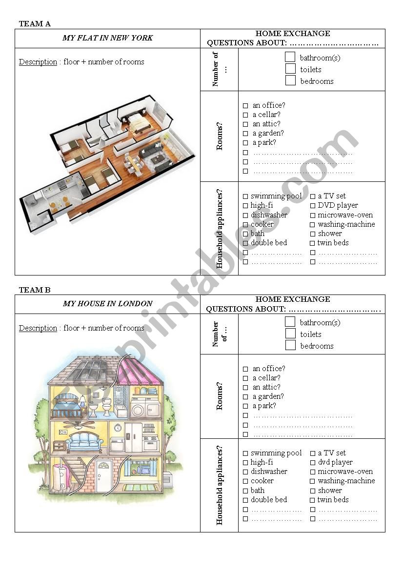 Home exchange group work worksheet