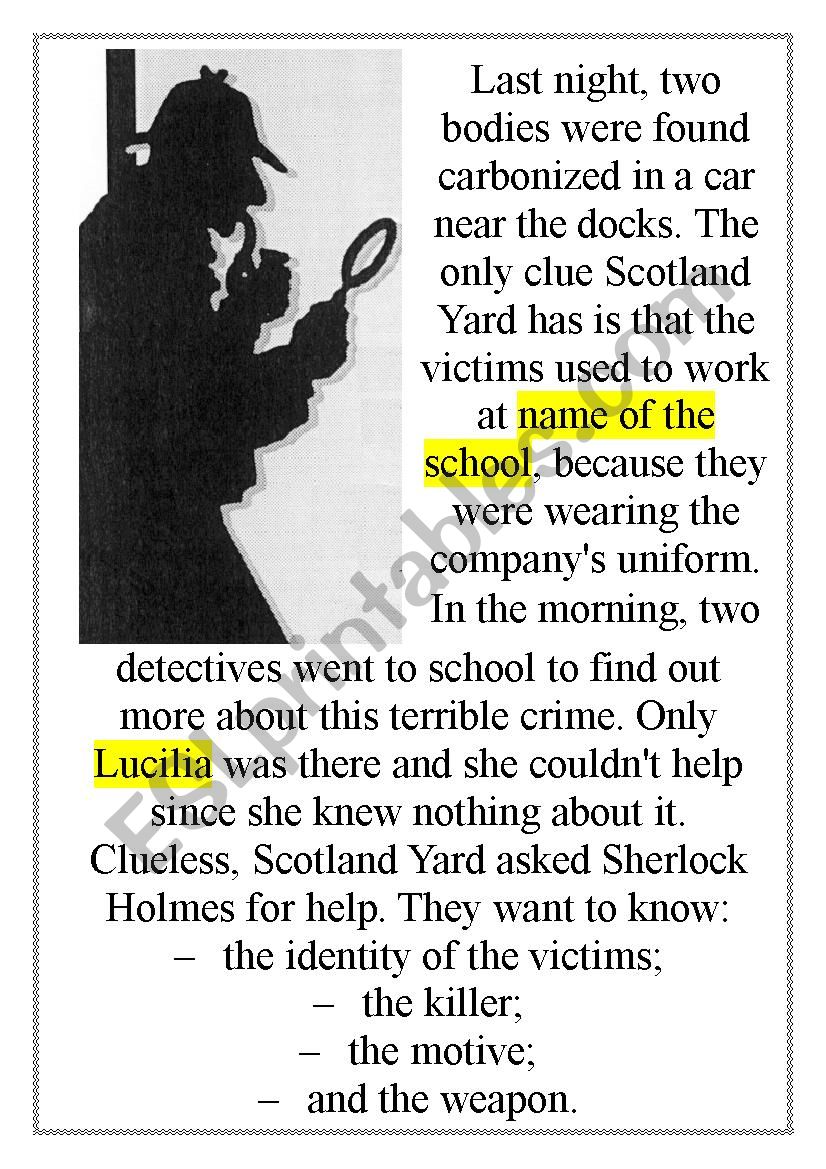 Solve The Mystery ESL Worksheet By DaniBH