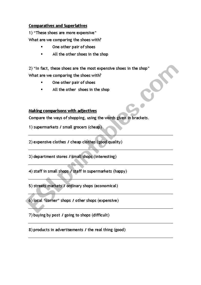 Comparatives and Superlatives worksheet